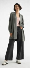 Gray Open Front Long Cardigan – Women’s Soft Knit Casual Layering Outerwear