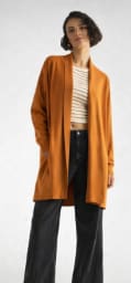 Rust Open Front Long Cardigan – Women’s Soft Knit Casual Layering Outerwear