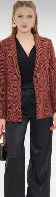 Rust & Black Chevron Blazer – Women’s Elegant Single Button Casual Chic Jacket