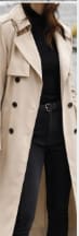 Beige Double Breasted Trench Coat – Women’s Elegant Belted Long Classic Outerwear
