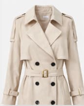 Beige Double Breasted Trench Coat – Women’s Elegant Belted Long Classic Outerwear