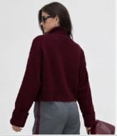 Burgundy Cropped Turtleneck Knit Sweater for Women – Soft Winter High Neck Pullover Shein Style