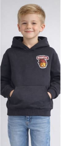 Kids Dark Grey Graphic Hoodie – Casual Fleece Hooded Sweatshirt for Boys