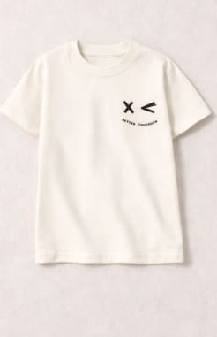 Boys Minimal Graphic T-Shirt – Off White Short Sleeve Casual Tee – Kids Street Style Top