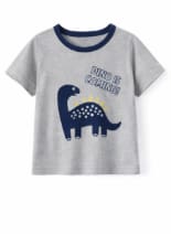 Boys 2-Piece Dinosaur Pajama Set – Grey Short Sleeve Sleepwear Top – Matching Printed Lounge Pants