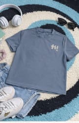Men Mock Neck Short Sleeve Active Top – Dusty Blue Stretch Casual Tee – Soft Lightweight Everyday Wear