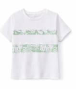 Kids 2-Piece Tropical Print Summer Set – White Short Sleeve T-Shirt & Sage Green Shorts – Casual Vacation Outfit