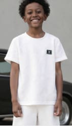 Kids 2-Piece Textured Summer Set – White Short Sleeve T-Shirt & Knee Length Shorts – Casual Minimal Outfit