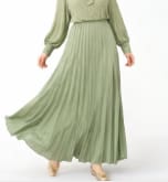 Women’s Sage Green Pleated Maxi Skirt – High Waist Flowing Long Skirt – Elegant Modest Everyday & Occasion Wear