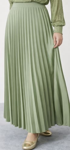 Women’s Sage Green Pleated Maxi Skirt – High Waist Flowing Long Skirt – Elegant Modest Everyday & Occasion Wear