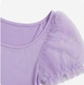Girls Ruched Bodycon Dress with Sheer Puff Sleeves – Lavender Purple – Size 13 Years