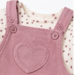 Baby Girls Pink Corduroy Pinafore Dress & Polka Dot Top Set – 2 Piece Cute Casual Outfit