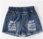 Girls Mustard Tie Strap Top & Distressed Denim Shorts Set – 2 Piece Summer Casual Outfit