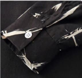 Women's Abstract Printed Button Front Shirt – Black Long Sleeve Collared Blouse – Relaxed Fit Casual Statement Top