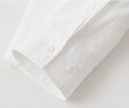 Women's Oversized White Button Front Shirt – Long Sleeve Collared Blouse – Minimal Embroidered Detail – Casual Chic Tunic