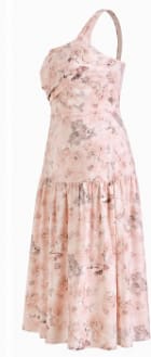 SHEIN MOD Plus Floral Print Butterfly Hem Dress – Sleeveless Square Neck Midi Dress – Soft Pink