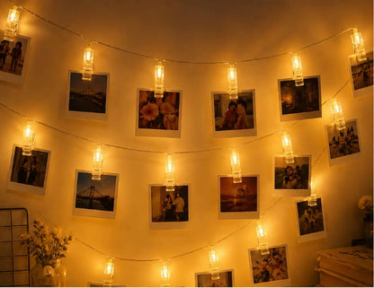 LED Photo Clip String Lights 3M – Warm Light Decorative Hanging Lights for Room & Wall Decor