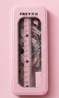 7PCS Geometry Set – Pink Ruler & Compass Set for Students – Complete Drawing Tools Kit
