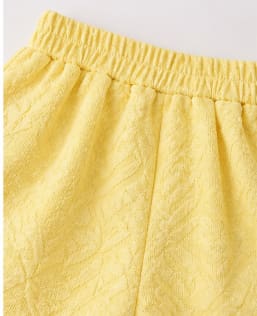 Girls Textured Yellow Shorts – Elastic Waist Summer Casual Shorts