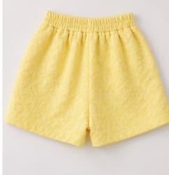 Girls Textured Yellow Shorts – Elastic Waist Summer Casual Shorts