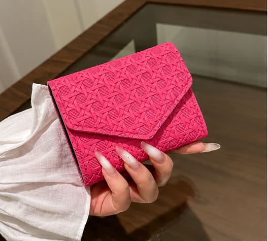 Textured Mini Wallet for Women – Compact PU Leather Card Holder & Coin Purse