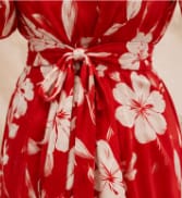 Women’s Plus Size Red Floral Midi Dress – Long Sleeve Waist-Tie Elegant Casual Dress