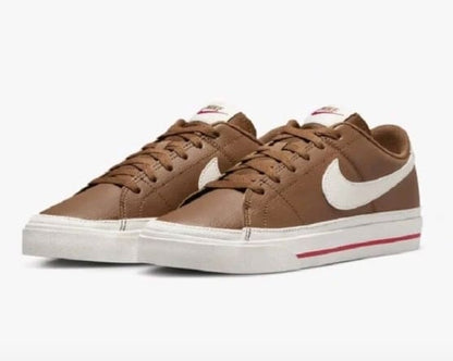 Nike Court Legacy Low-Top Sneakers for Men and Women, Brown and White Casual Lace-Up Shoes