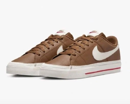 Nike Court Legacy Low-Top Sneakers for Men and Women, Brown and White Casual Lace-Up Shoes