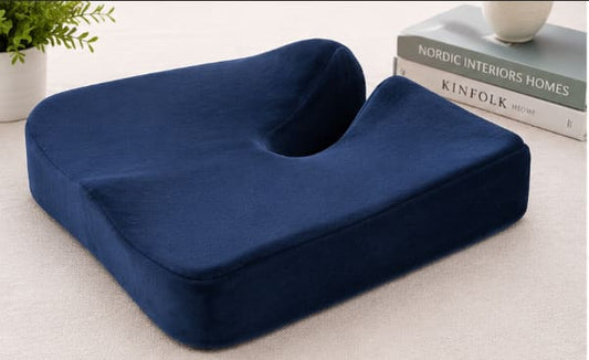 Fistula Memory Foam Cushion with Cotton Cover – Navy Blue Pressure-Relief Seat Cushion 40 x 45 cm