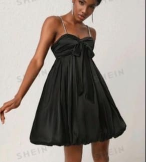 Women’s Black Bow Front Bubble Mini Dress