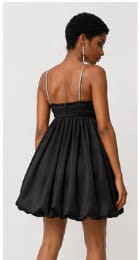 Women’s Black Bow Front Bubble Mini Dress