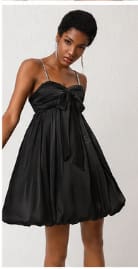 Women’s Black Bow Front Bubble Mini Dress