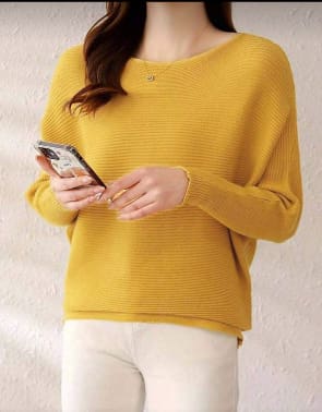 Women’s Mustard Yellow Ribbed Knit Sweater
