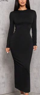 Women’s Black Long Sleeve Bodycon Maxi Dress