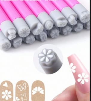 Nail Art Stamp Pen Set with Flower and Pattern Designs