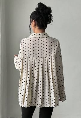 Women’s Apricot Polka Dot Button Down Shirt
