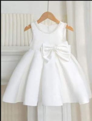 Girls White Bow Detail Sleeveless Party Dress