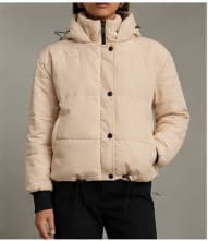 Women’s Cream Cropped Puffer Jacket with Hood
