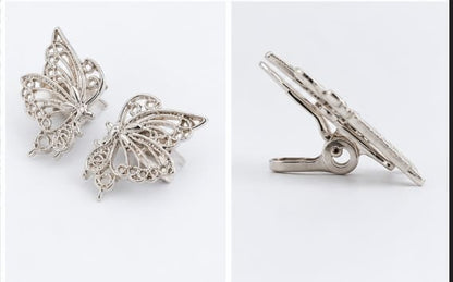 Silver Butterfly Waist Button Extender for Jeans – Decorative Adjustable Pants Buckle Pin