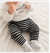 Kids’ Black and White Striped Leggings – Soft Stretch Casual Full Length Pants