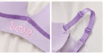 Women’s Lavender Padded Bra – Wire Free Seamless Everyday Bralette with Love Detail