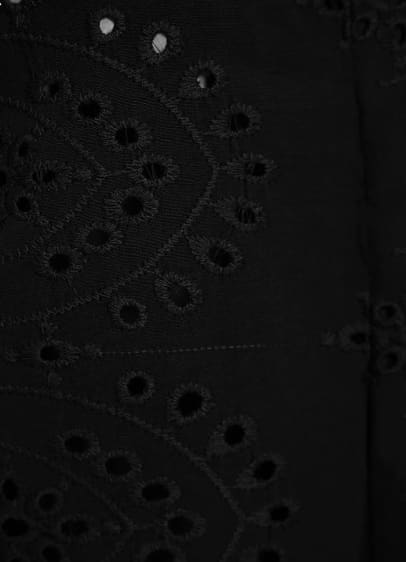 Women’s Black Eyelet Embroidered Shirt Dress – Long Sleeve Button Up Plus Size Tunic Dress