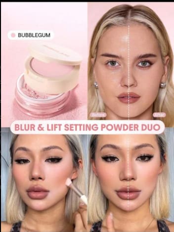 SHEGLAM Blur & Lift Setting Powder Duo – Bubblegum, Pink Brightening Loose Powder for Soft Blurred Makeup Finish