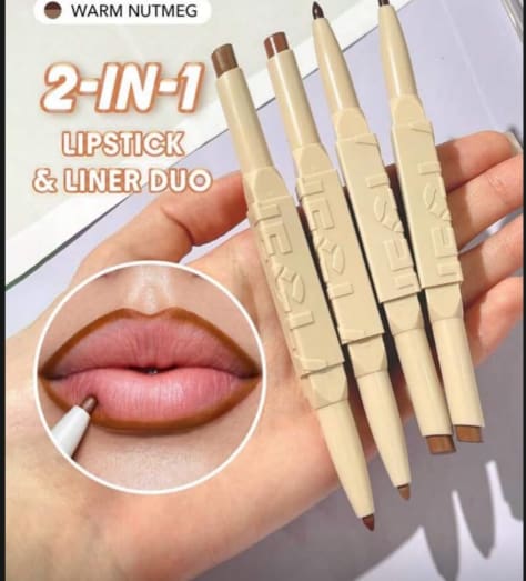SHEGLAM 2-in-1 Lipstick & Liner Duo – Warm Nutmeg, Creamy Brown Lip Color and Lip Defining Pencil