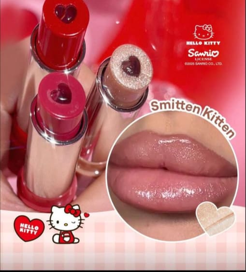 SHEGLAM Hello Kitty Lip Gloss – Smitten Kitten, Sparkly Nude Glossy Lip Color