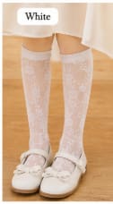 Girls Lace Knee-High Socks – Floral Sheer Socks Size 11–14