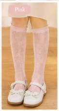 Girls Lace Knee-High Socks – Floral Sheer Socks Size 11–14