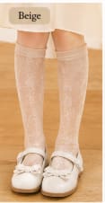 Girls Lace Knee-High Socks – Floral Sheer Socks Size 11–14