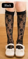 Girls Lace Knee-High Socks – Floral Sheer Socks Size 11–14