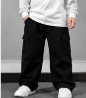 Boys Black Cargo Pants – Casual Wide Leg Pants Age 4 Years